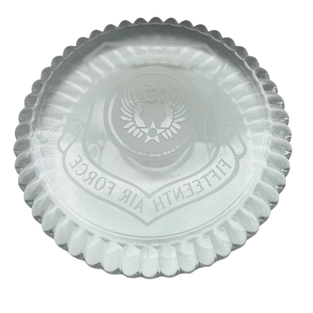 Vintage Air Force Fifteenth Emblem Clear Glass Plate